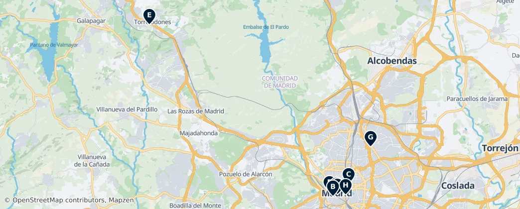 Map of Roman Catholic Archdiocese of Madrid