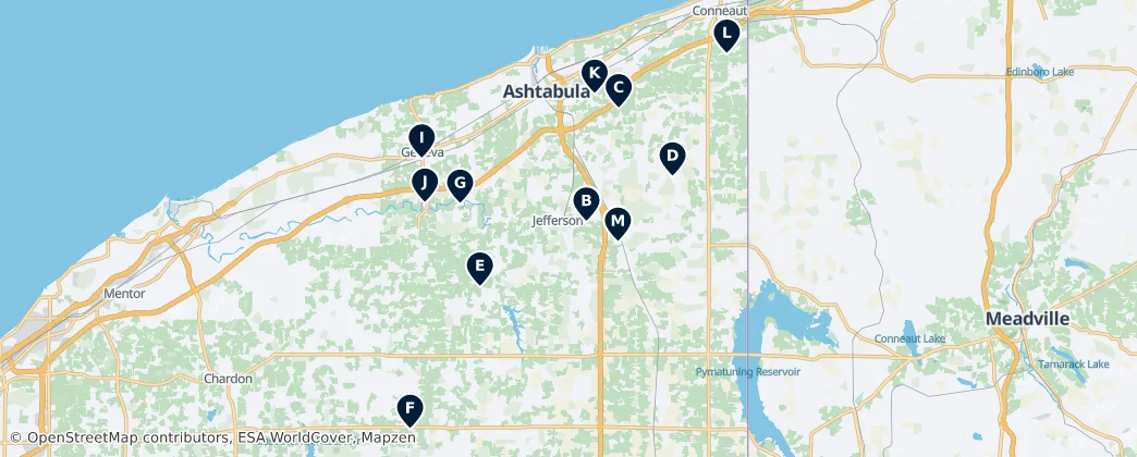 Map of Ashtabula County, Ohio