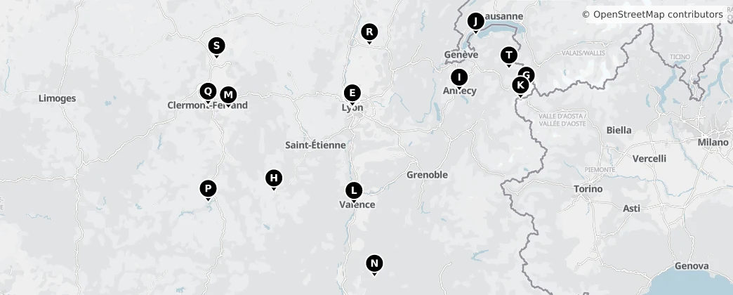 Map of Auvergne-Rhône-Alpes