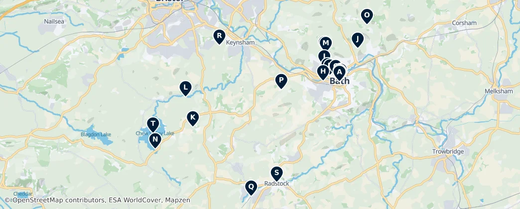Map of Bath and North East Somerset