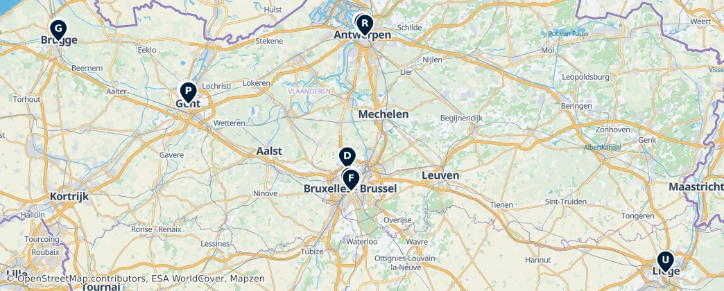 Map of België / Belgique / Belgien (land mass)