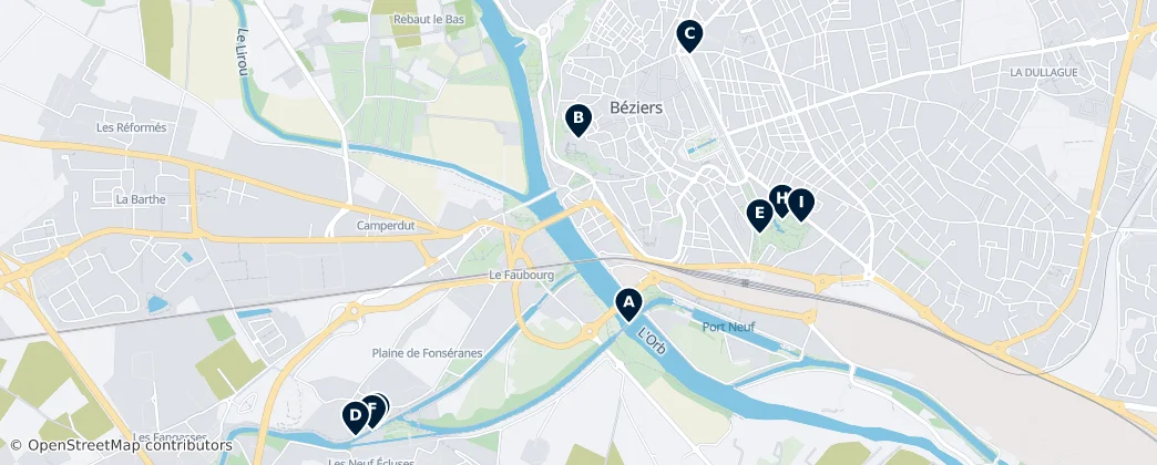 Map of Béziers