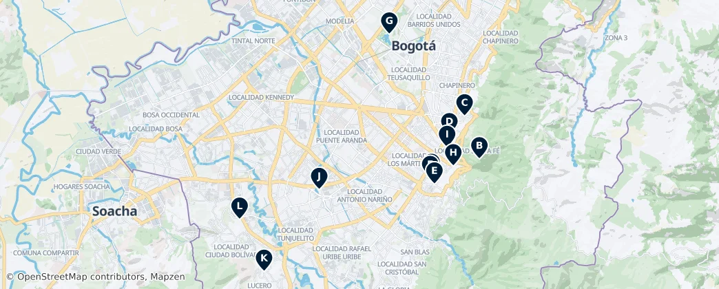 Map of Bogotá