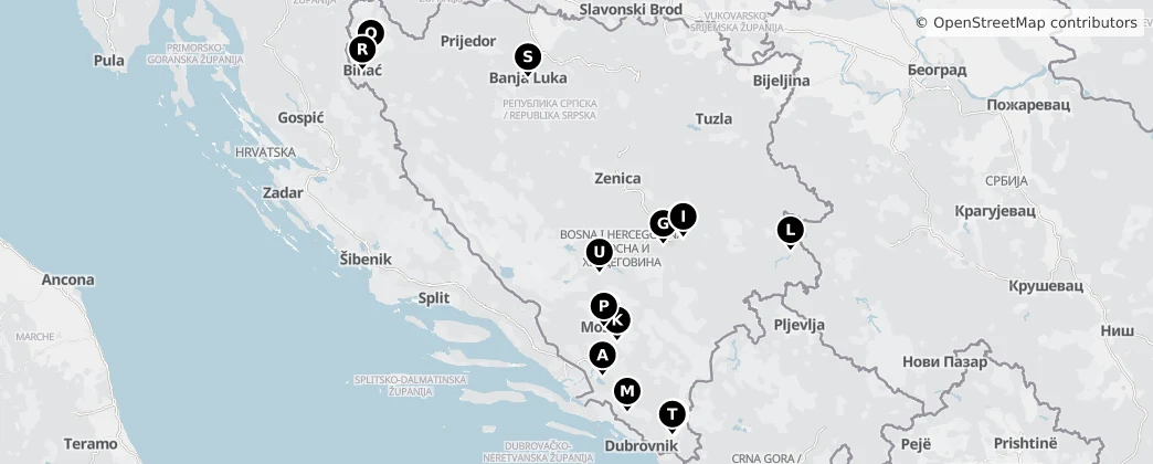 Map of Bosnia and Herzegovina