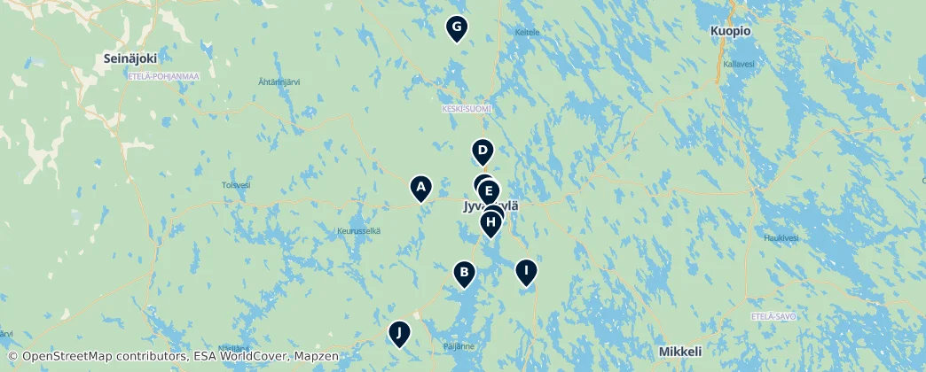 Map of Central Finland