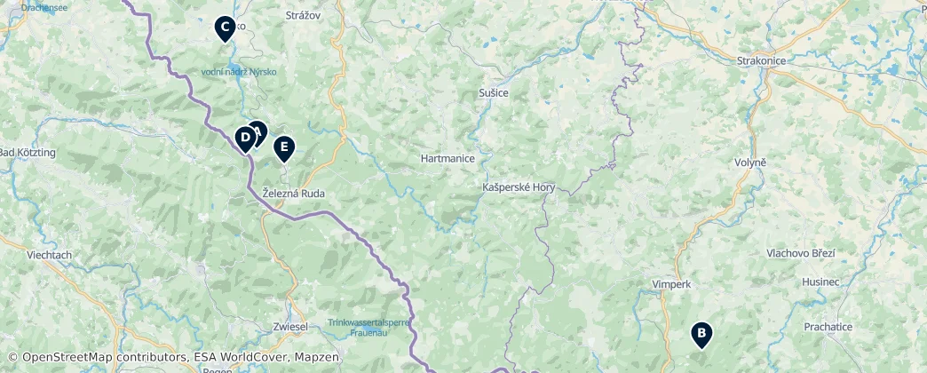 Map of CHKO Šumava