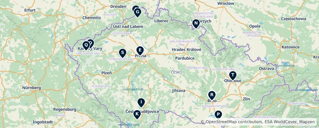 Map of The Czech Republic
