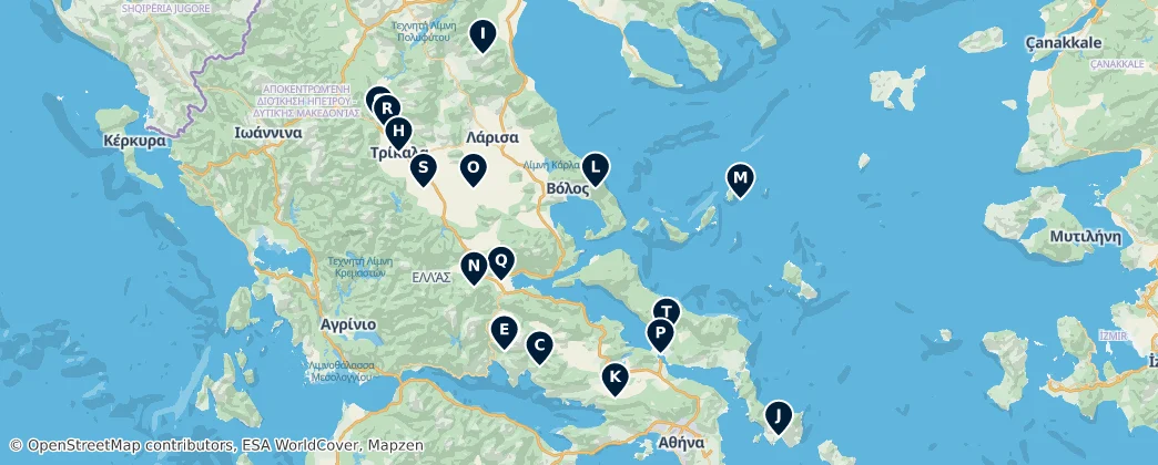 Map of Decentralized Administration of Thessaly and Central Greece