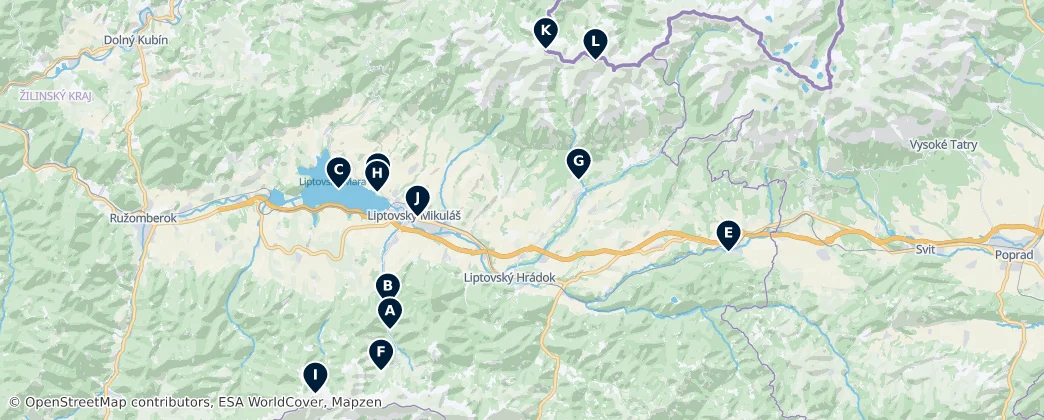 Map of Liptovský Mikuláš District