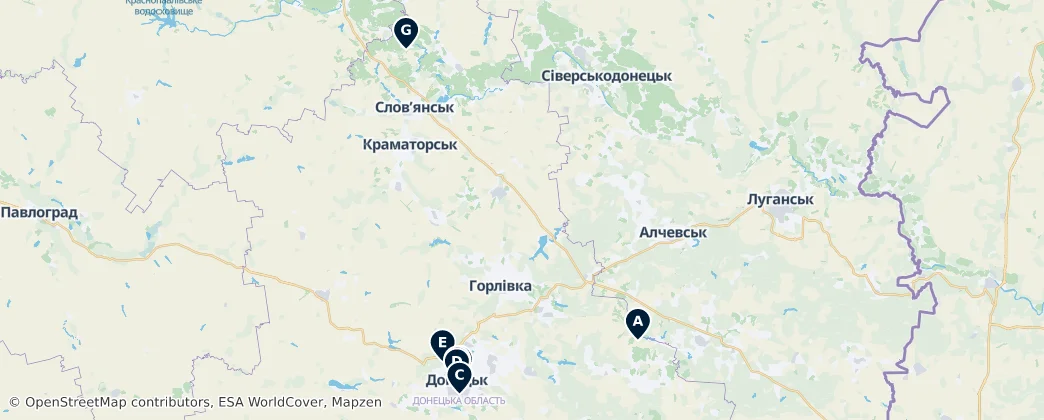 Map of Donetsk Oblast