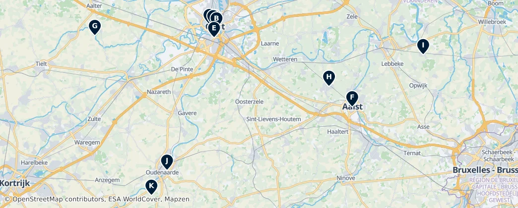 Map of East Flanders