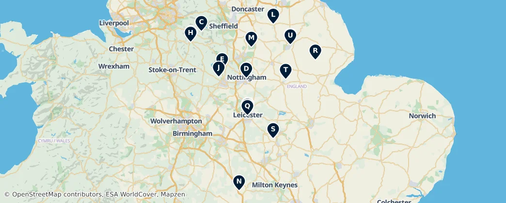Map of East Midlands