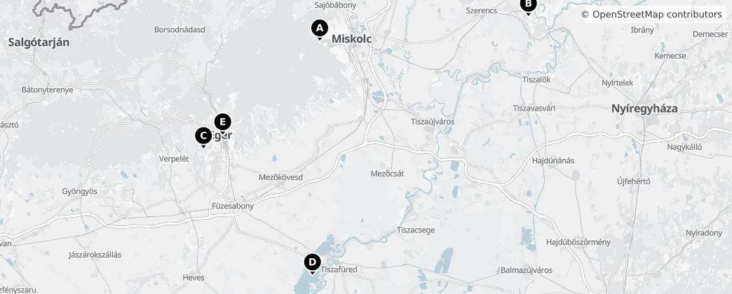 Map of Roman Catholic Archdiocese of Eger