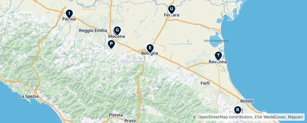 Map of Emilia-Romagna