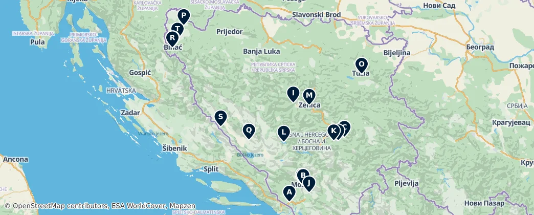 Map of Federation of Bosnia and Herzegovina
