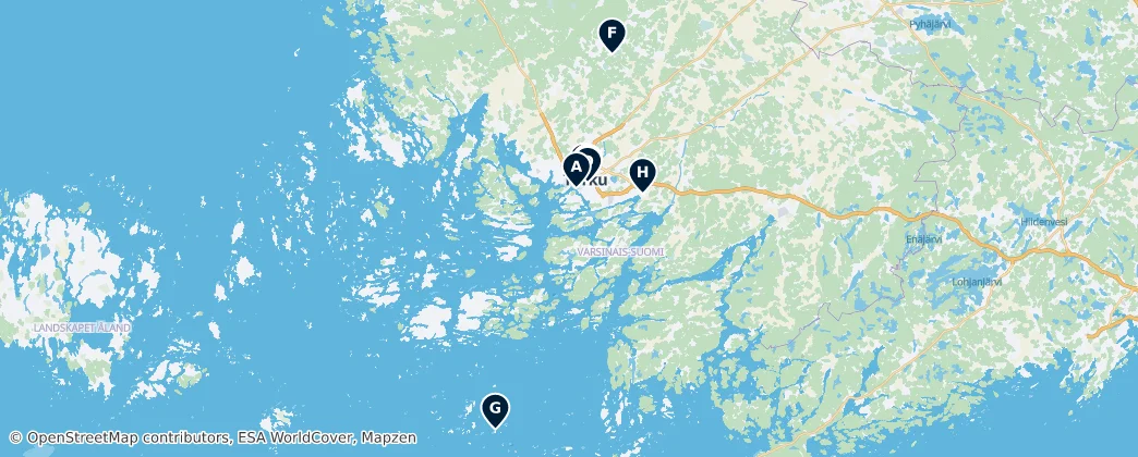 Map of Southwest Finland