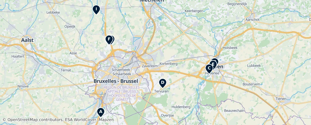 Map of Flemish Brabant