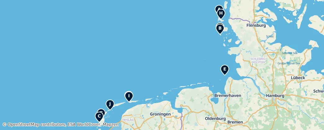 Map of Frisian Islands