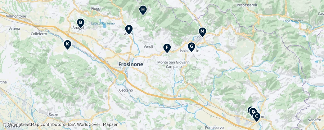 Map of Province of Frosinone
