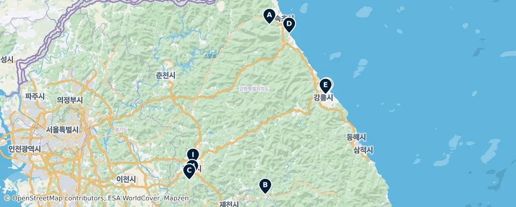 Map of Gangwon-do