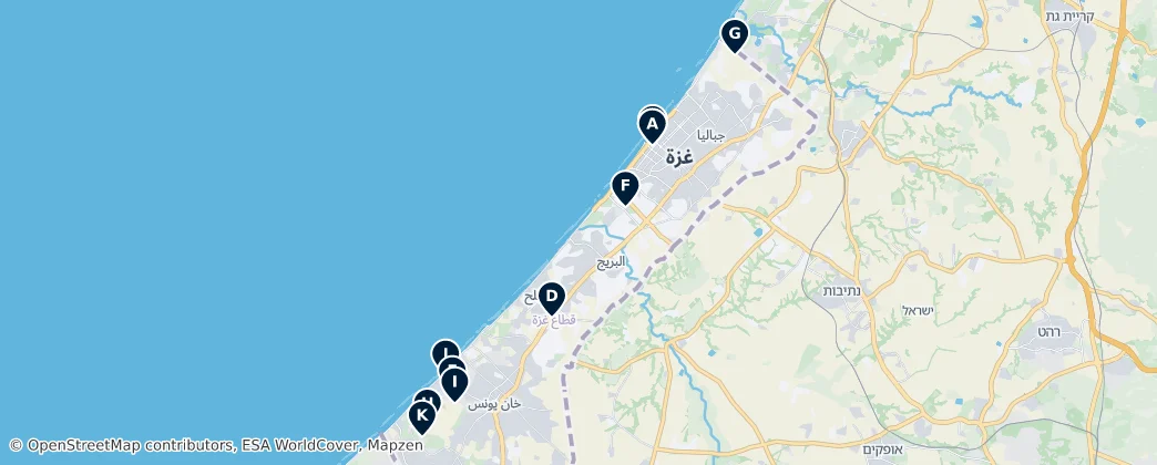 Map of Gaza Strip