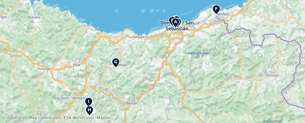 Map of Gipuzkoa