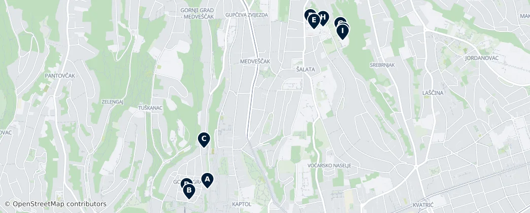 Map of Upper Town, Zagreb