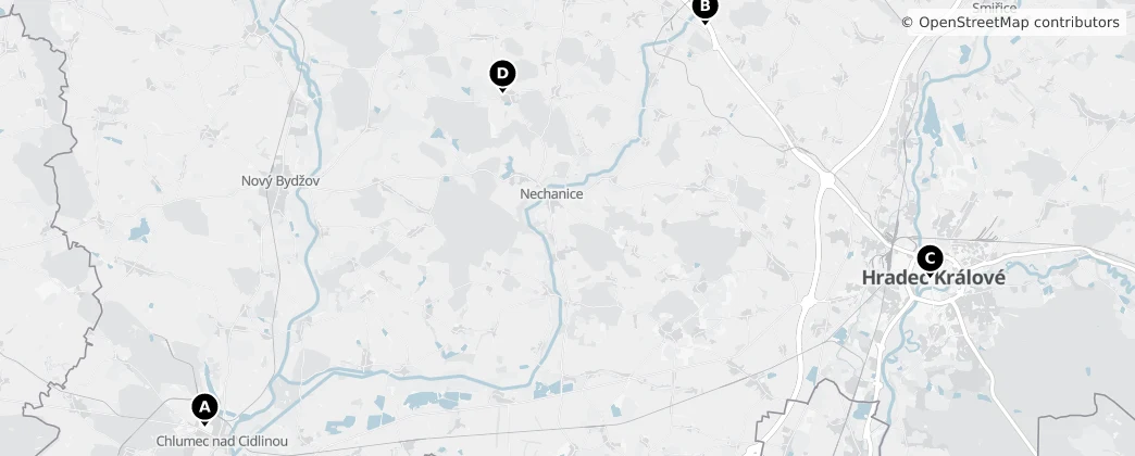 Map of Hradec Králové District