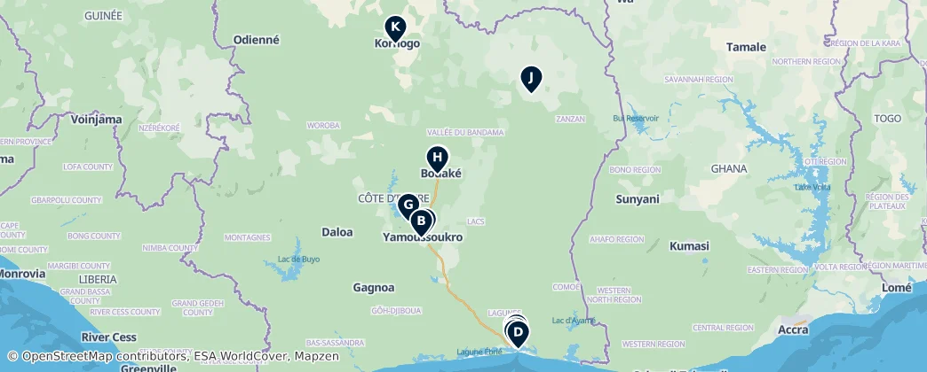 Map of Ivory Coast