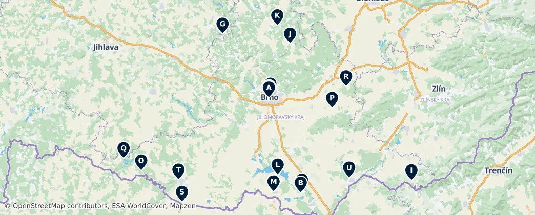 Map of South Moravian Region