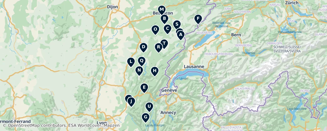 Map of Jura Mountains