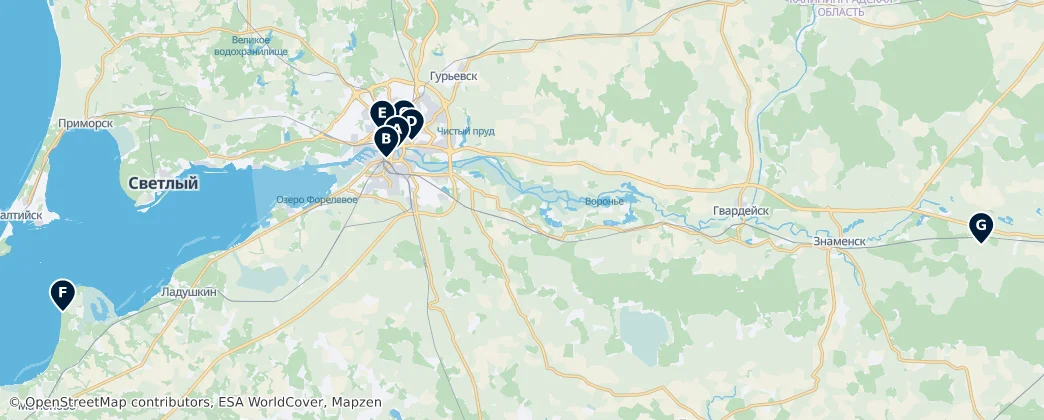 Map of Kaliningrad Oblast