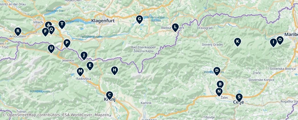 Map of Karavanks and Pohorje