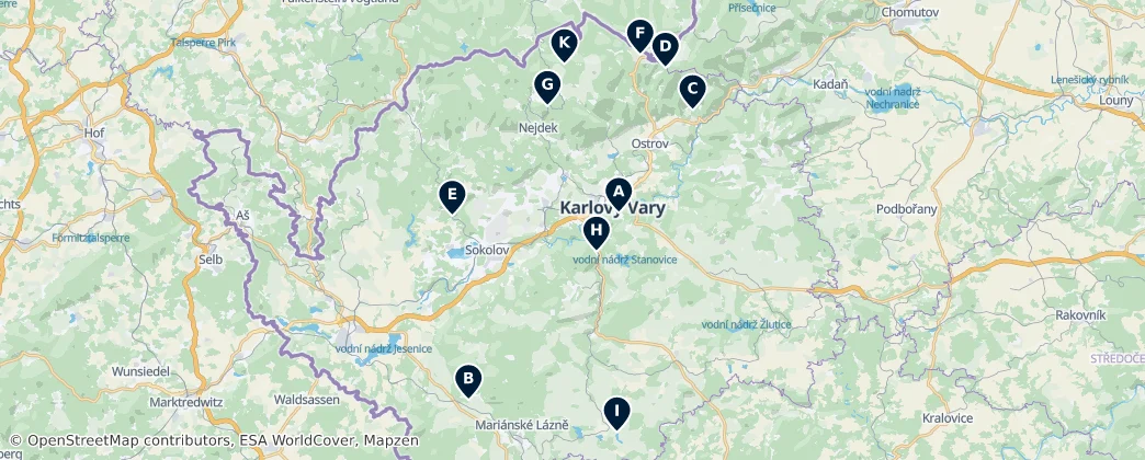 Map of Karlovy Vary Region