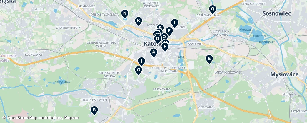 Map of Katowice