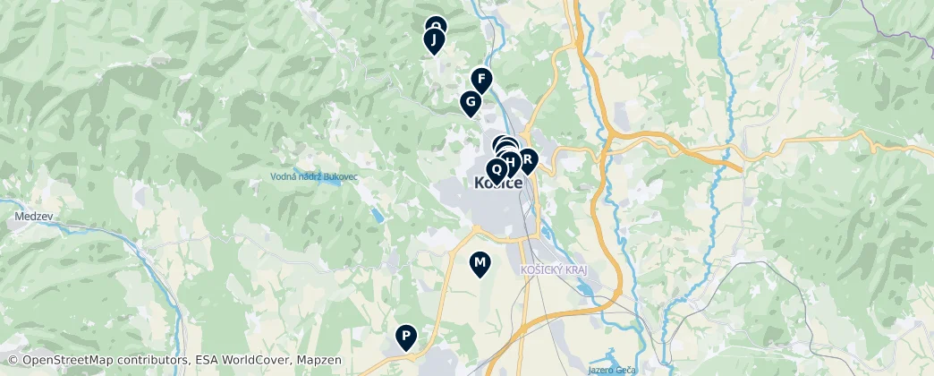 Map of Košice