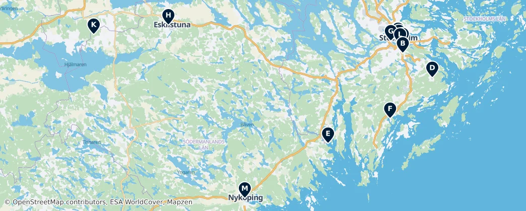 Map of Södermanland