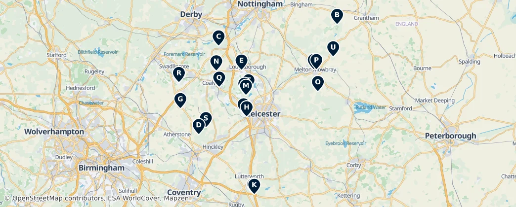 Map of Leicestershire