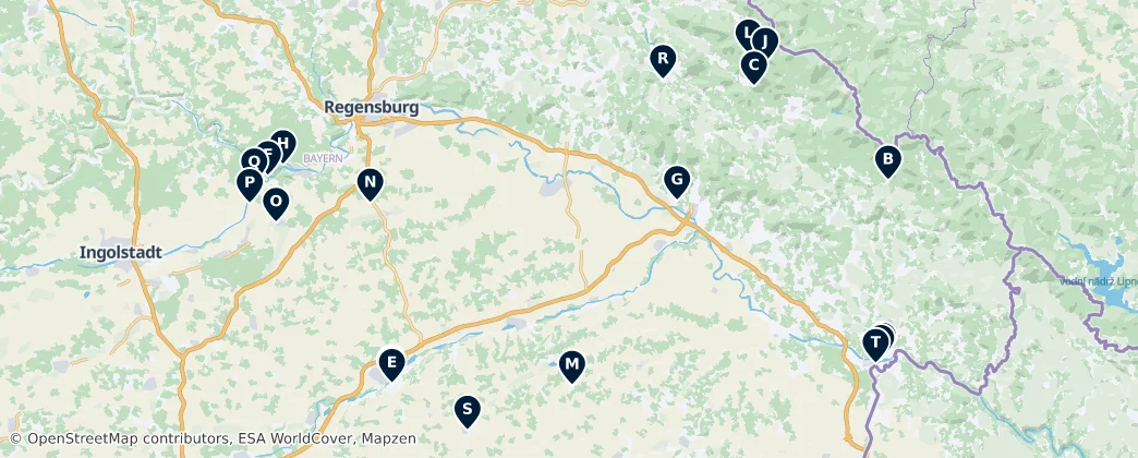 Map of Lower Bavaria