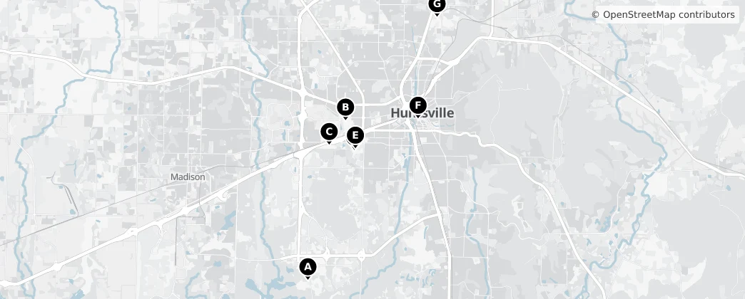 Map of Madison County, Alabama