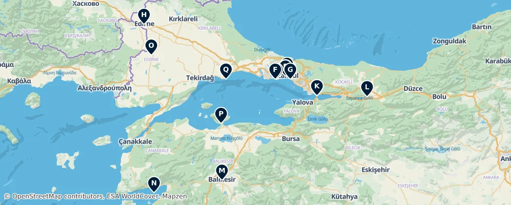 Map of Marmara Region