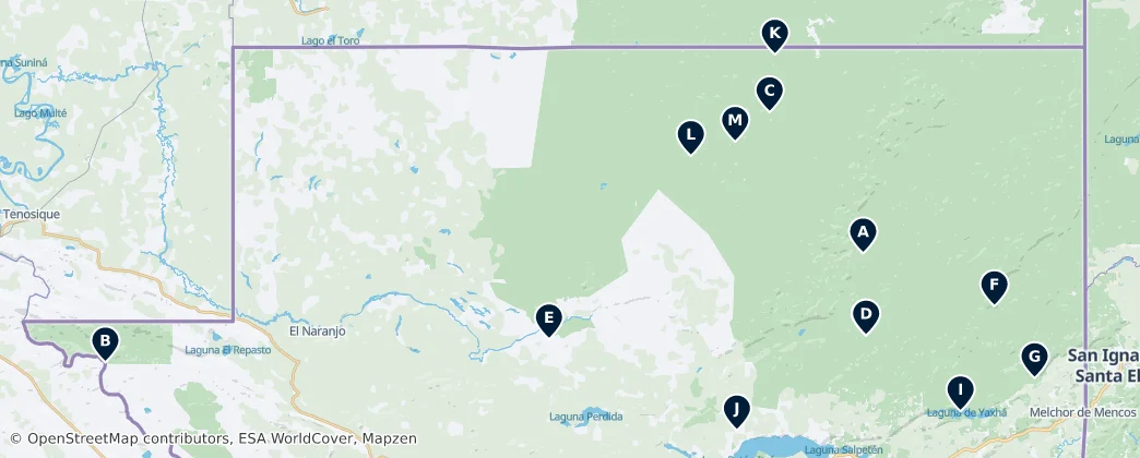 Map of Maya Biosphere Reserve