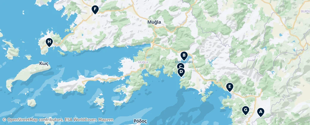 Map of Muğla