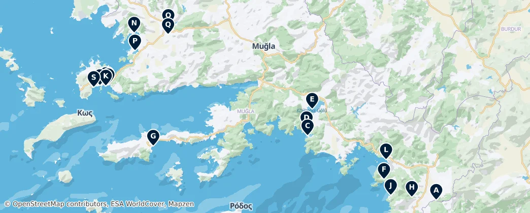 Map of Muğla