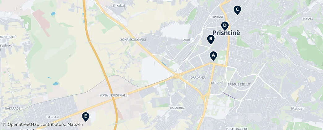 Map of Komuna e Prishtinës / Opština Priština