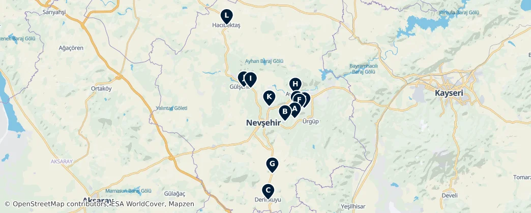 Map of Nevşehir