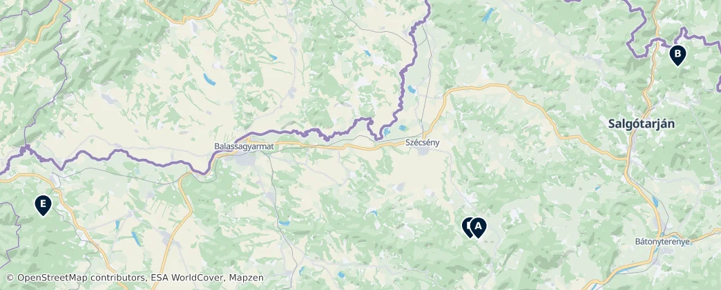 Map of Nógrád
