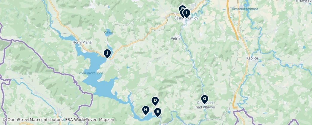 Map of Český Krumlov District