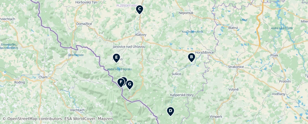Map of Klatovy District