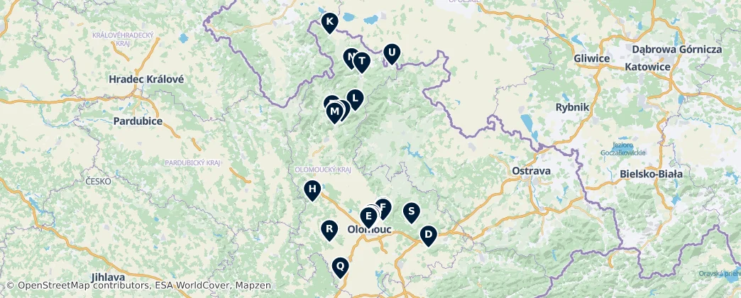 Map of Olomouc Region